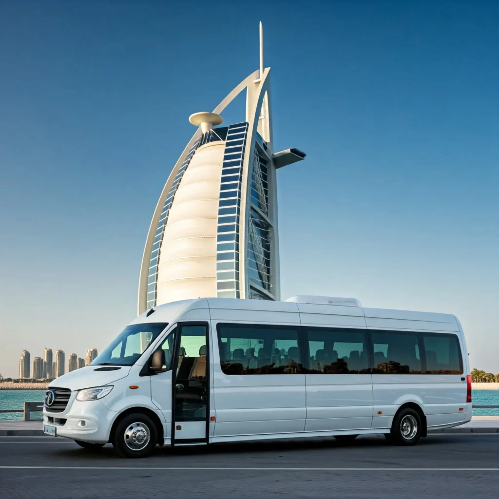 Wedding & Event Guest Shuttle Service in Dubai 1 Mercedes Sprinter luxury van rental dubai